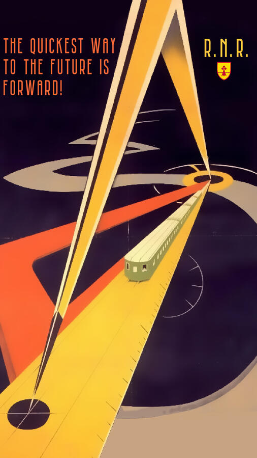 In-universe advertisement poster - Royal Network of Railways.